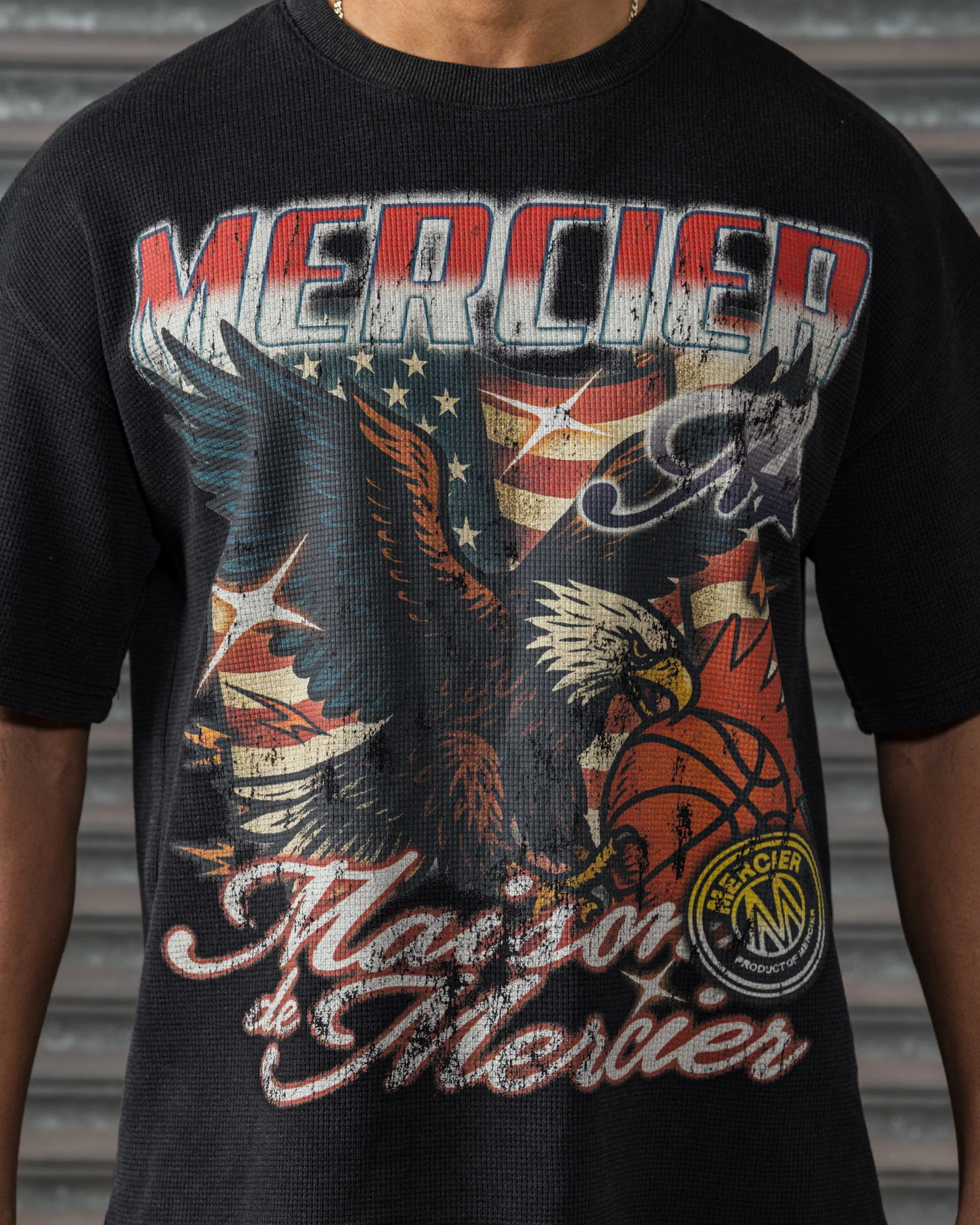 Mercier Eagle Waffle Tshirt Black - Image 3