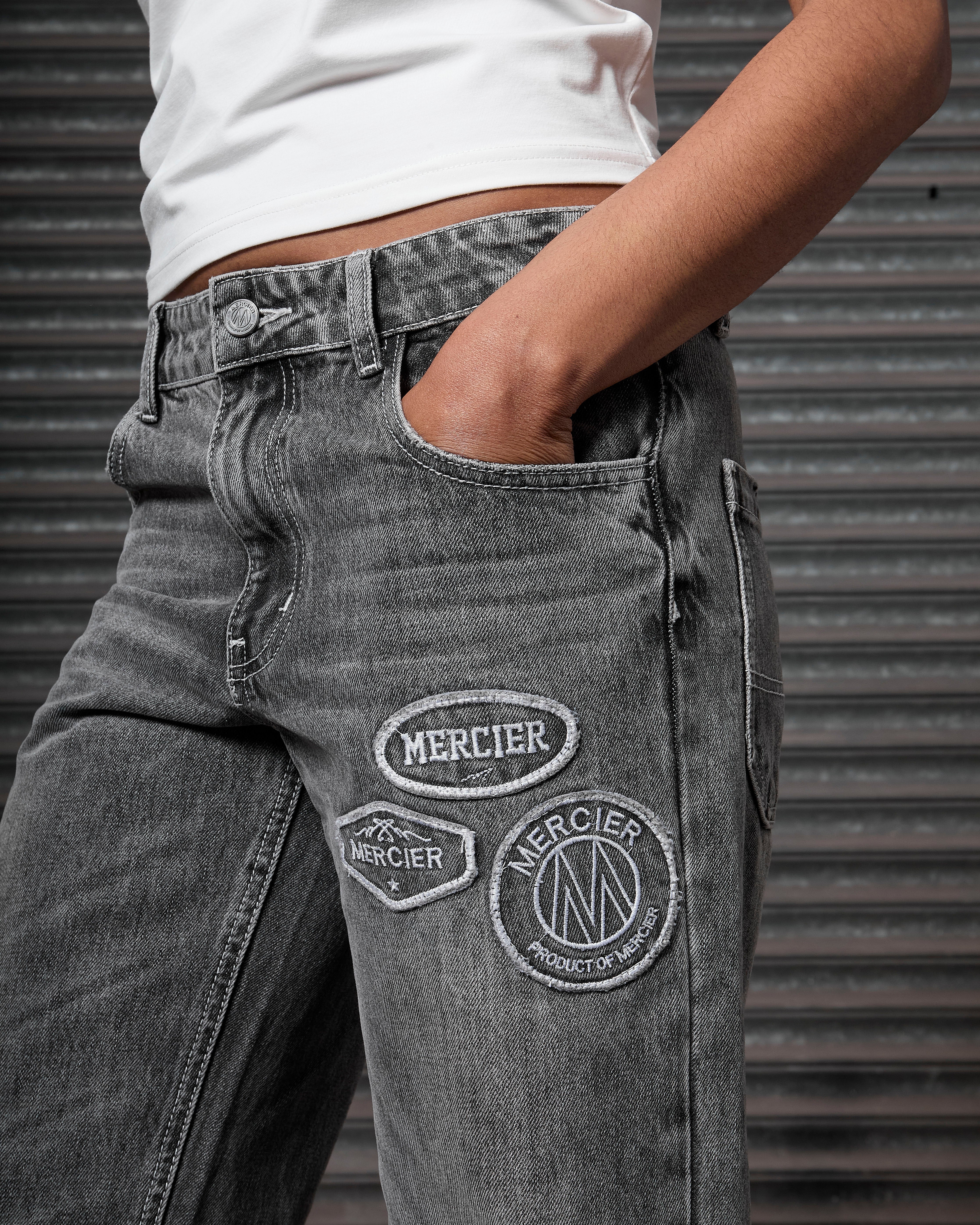 Womens OG Denim Stitch Badge Jeans Grey - Image 3