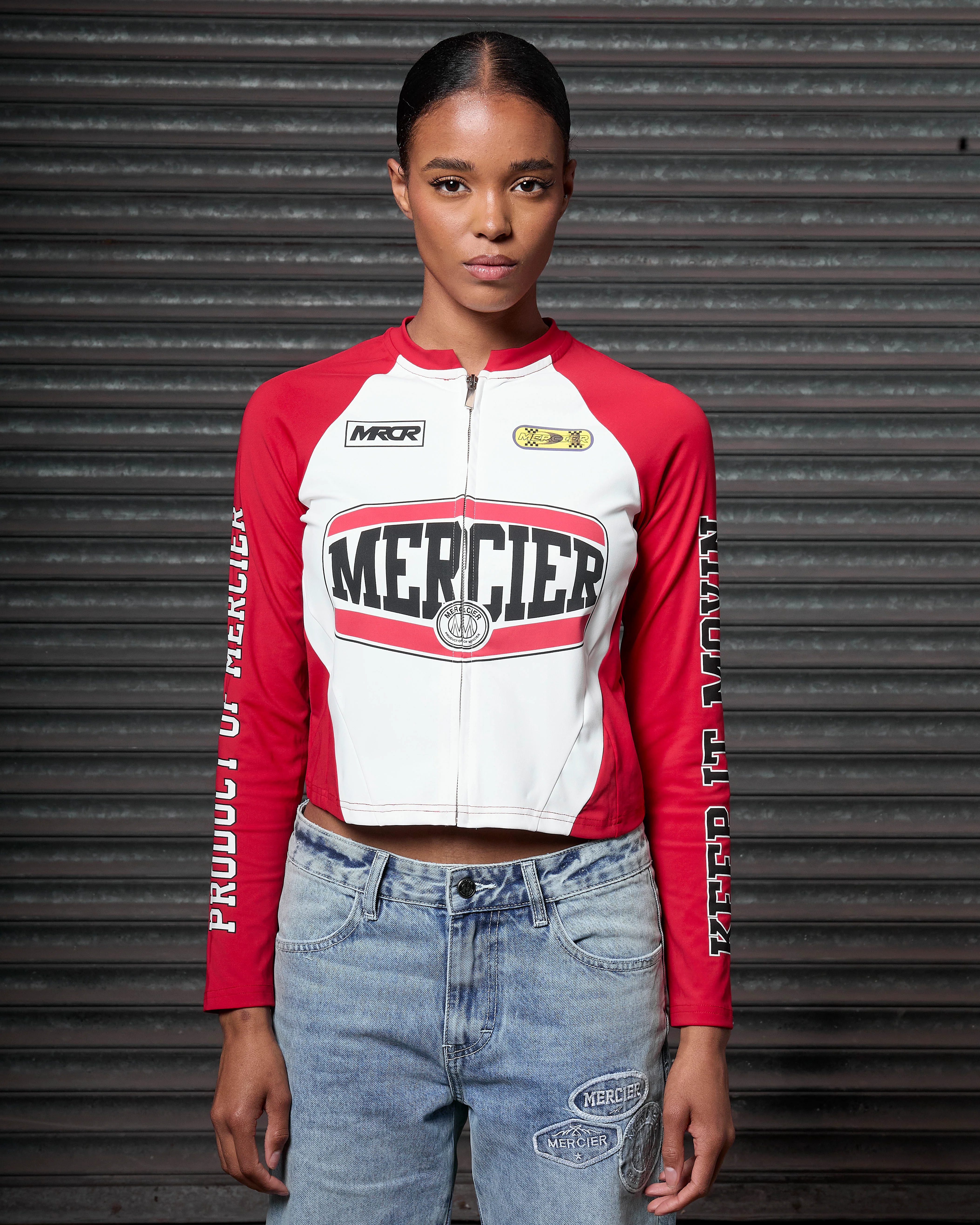 Womens Zip Racer Top Red - Image 4
